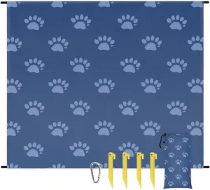 Dog Paw Print Beach Blanket, Sandproof Beach Mat, Adults Waterproof Quick Drying Sand Free Mat with 4 x Ground Spikes for Outdoor Travel Camping Hiking, Cute Paw Print