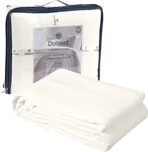 DOLLCENT 100% Cotton Queen Size Blanket for Bed, Premium Soft Combed Lightweight Blankets, Washed Breathable Cozy Bed Throw Blanket, Ivory Queen Cotton Blankets for All Season: Ivory (90"x90")