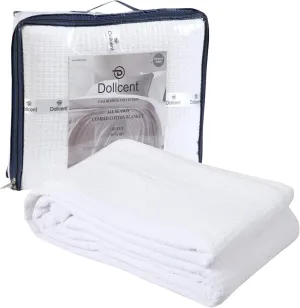 DOLLCENT 100% Cotton Queen Size Blanket for Bed, Premium Soft Combed Lightweight Blankets, Washed Breathable Cozy Bed Throw Blanket, White Queen Cotton Blankets for All Season: White (90"x90")