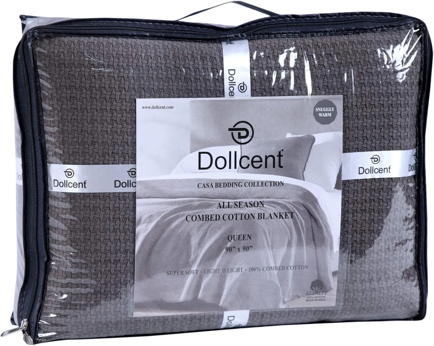 DOLLCENT 100% Cotton Twin Size Blanket for Bed, Premium Soft Combed Lightweight Blankets, Washed Breathable Cozy Bed Throw Blanket, Grey Twin Cotton Blankets for All Season: Grey (66"x90")