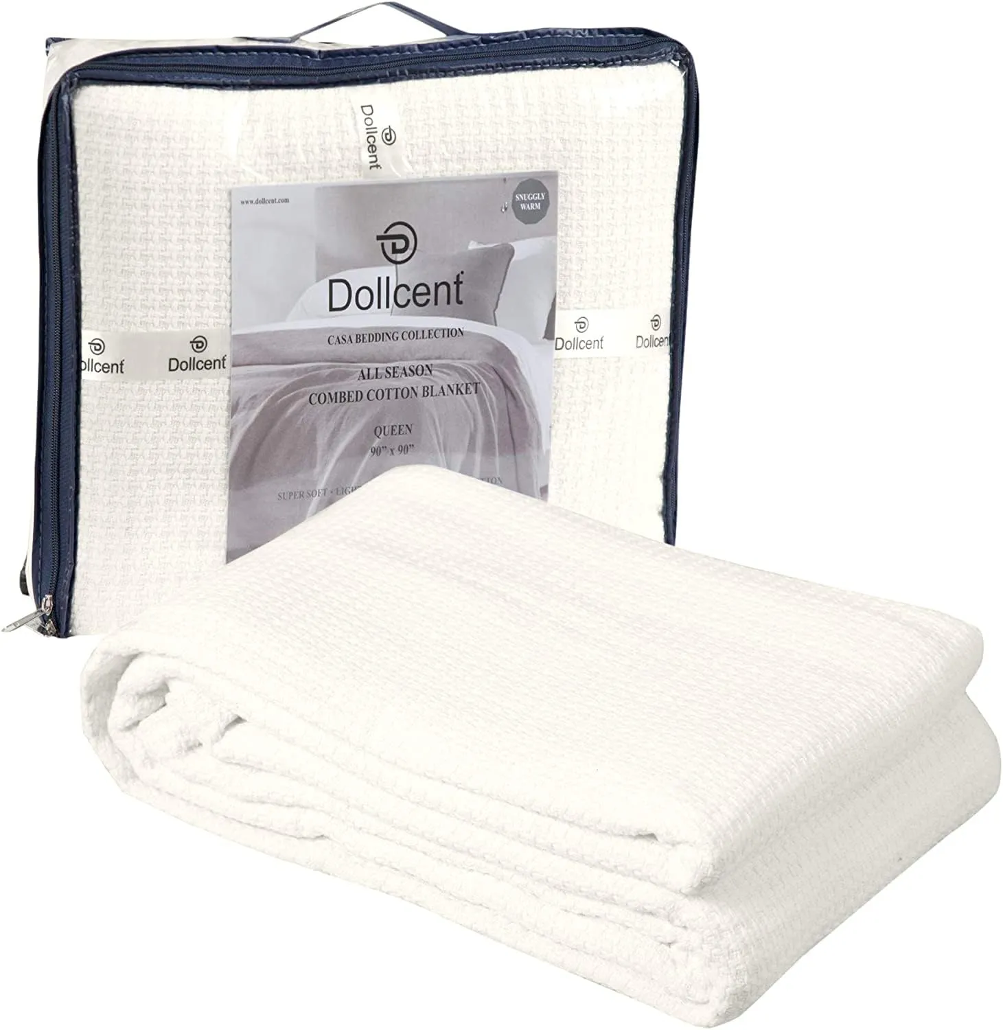 DOLLCENT 100% Cotton Twin Size Blanket for Bed, Premium Soft Combed Lightweight Blankets, Washed Breathable Cozy Bed Throw Blanket, Ivory Twin Cotton Blankets for All Season: Ivory (66"x90")