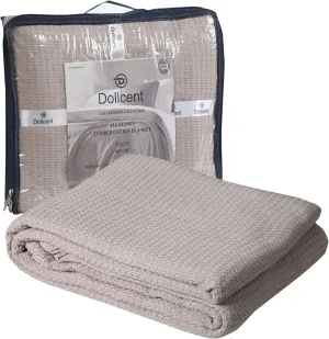 DOLLCENT 100% Cotton Twin Size Blanket for Bed, Premium Soft Combed Lightweight Blankets, Washed Breathable Cozy Bed Throw Blanket, Sand Twin Cotton Blankets for All Season: Sand (66"x90")