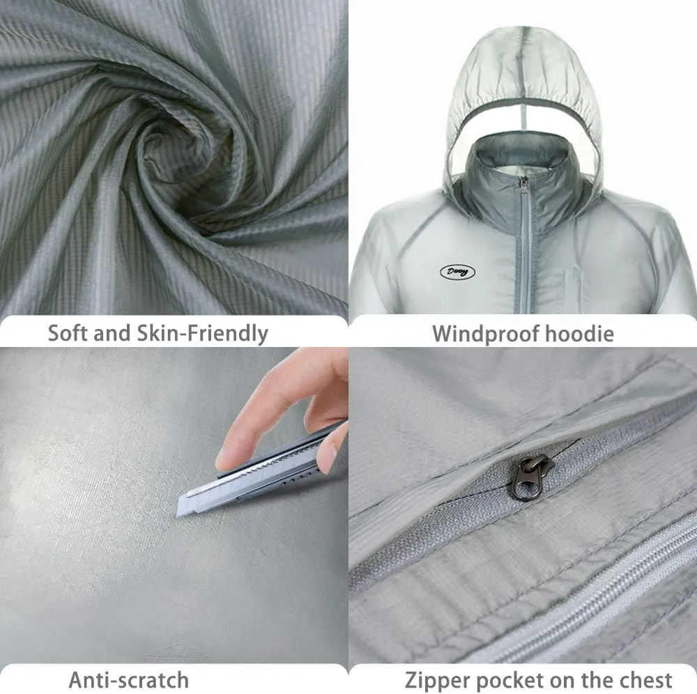 Dooy Sun Protection Jacket Ultra Light Thin Breathable Packable Outdoor Cycling Jacket Hoodie Skin Clothing for Men & Women