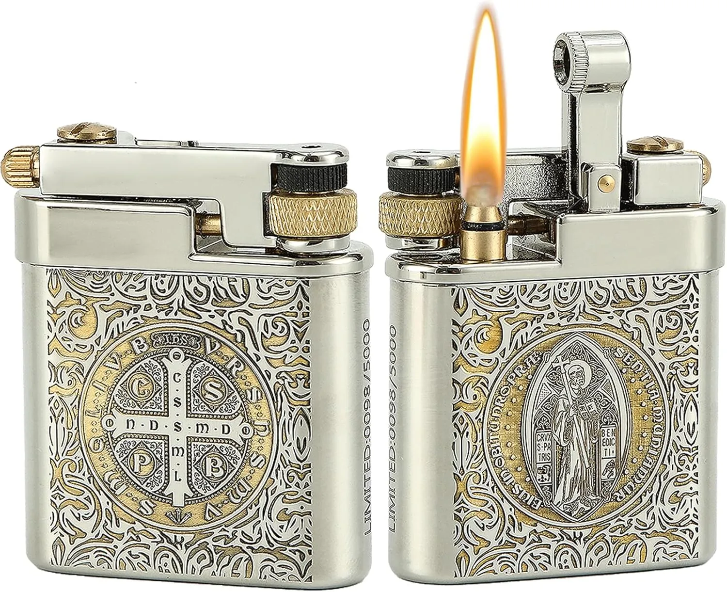 DOUBFIVSY Vintage Lighter, Refillable Kerosene Lighter Vintage Trench Lighter Mechanical Brass Lighter Soft Flame Lighters, Cool Lighter Collection Unique Gift for Men Dad Husband (Constantine)