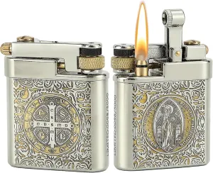 DOUBFIVSY Vintage Lighter, Refillable Kerosene Lighter Vintage Trench Lighter Mechanical Brass Lighter Soft Flame Lighters, Cool Lighter Collection Unique Gift for Men Dad Husband (Constantine)