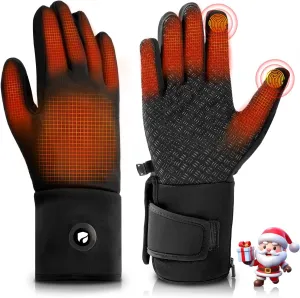 DR.PREPARE Heated Gloves for Men Women, 3200mAh Rechargeable Electric Battery, Thin Heated Motorcycle Work Gloves Liners, Touch Screen Gloves Winter Hand Warmer for Hunting Skiing Snowboarding