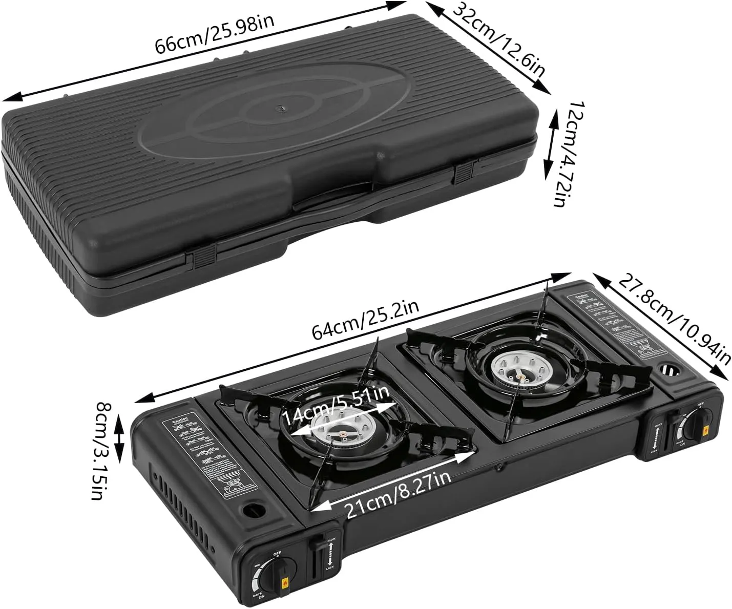 Dual Burner Portable Camping Stove, Portable Camping Grill/Stove with Adjustable Burners, Outdoor Cooking Stove for Camping, Hiking, Tailgating, BBQ, and Emergency Preparedness (Dual Burner,Style 2)