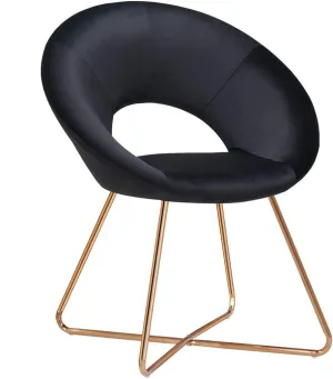DUHOME Modern Accent Velvet Chairs Dining Chairs Single Sofa Comfy Upholstered Arm Chair Living Room Furniture Mid-Century Leisure Lounge Chairs with Golden Metal Frame Legs 1 PCS Black