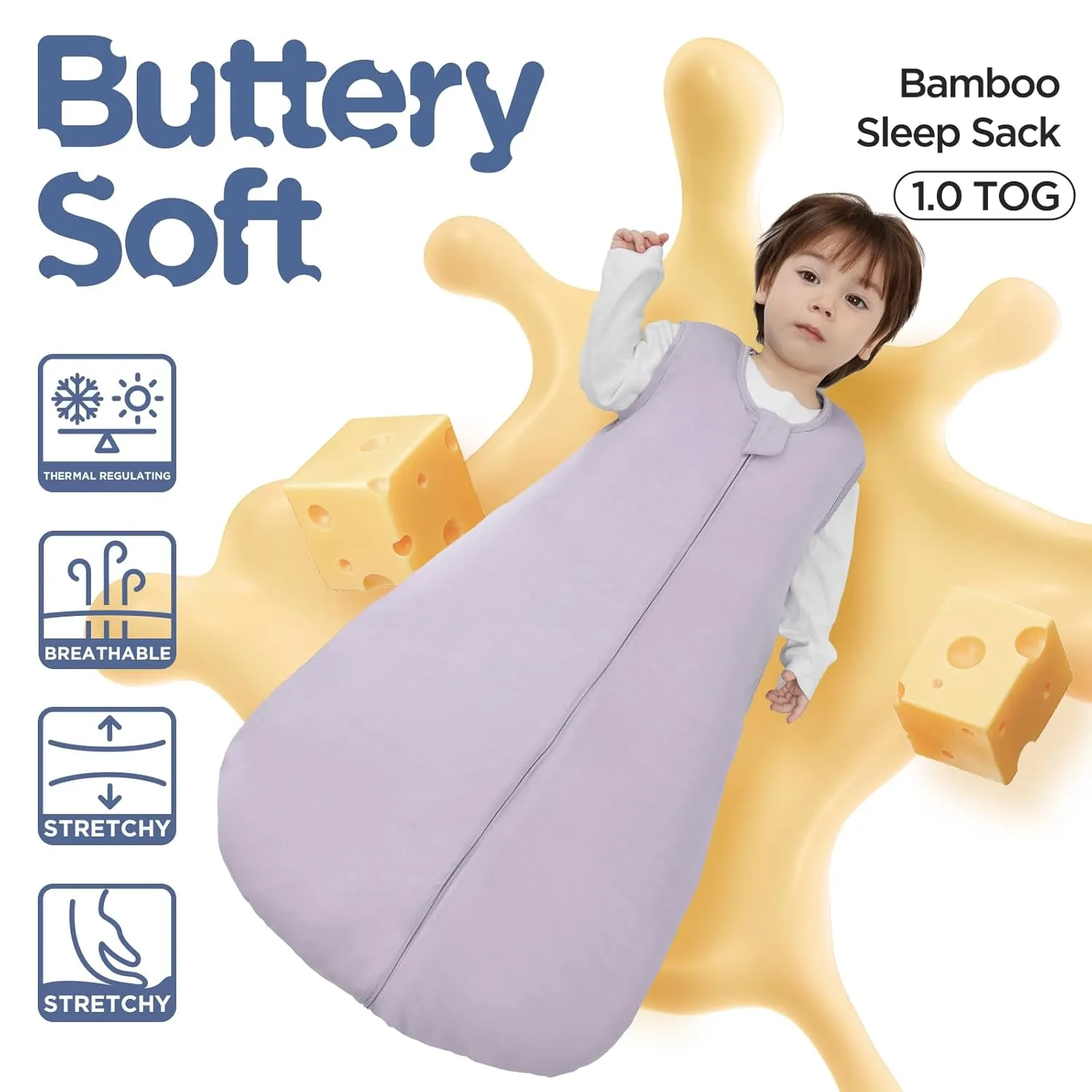 Duomiaomiao Rayon Made from Bamboo Baby Sleep Sack 1.0 TOG, Buttery Soft Wearable blanket Baby, Baby Sleeping bag for Babies