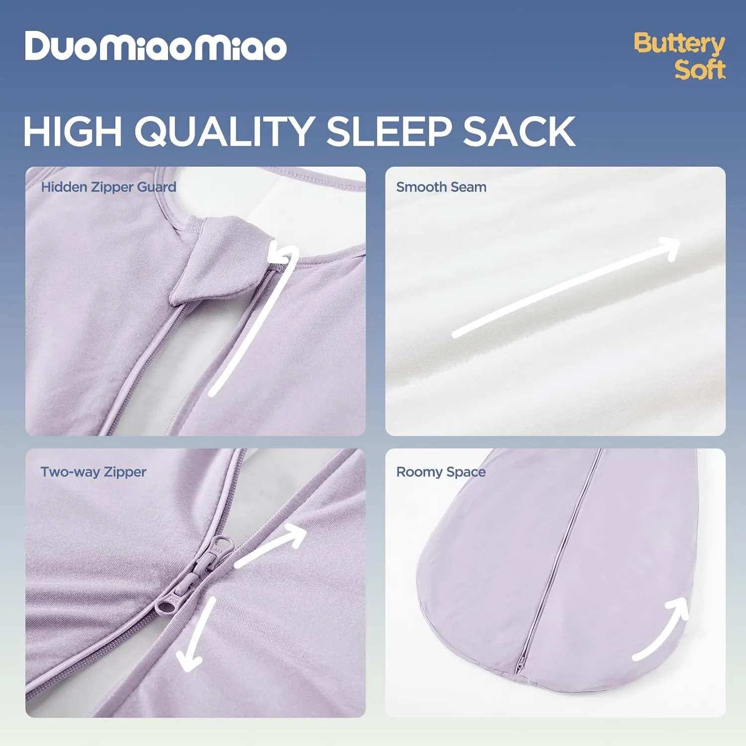 Duomiaomiao Rayon Made from Bamboo Baby Sleep Sack 1.0 TOG, Buttery Soft Wearable blanket Baby, Baby Sleeping bag for Babies