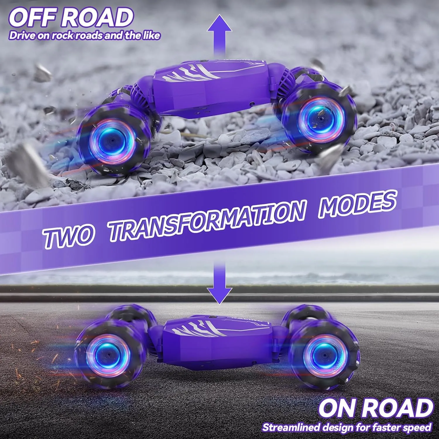 Dysaim Gesture RC Car, Birthday Gifts Toys for Boys Girls Age 6-12, 4WD Remote Control Car 360° Rotate Transform Drift RC Cars with Lights Music Sprayer, 2.4Ghz Hand Controlled