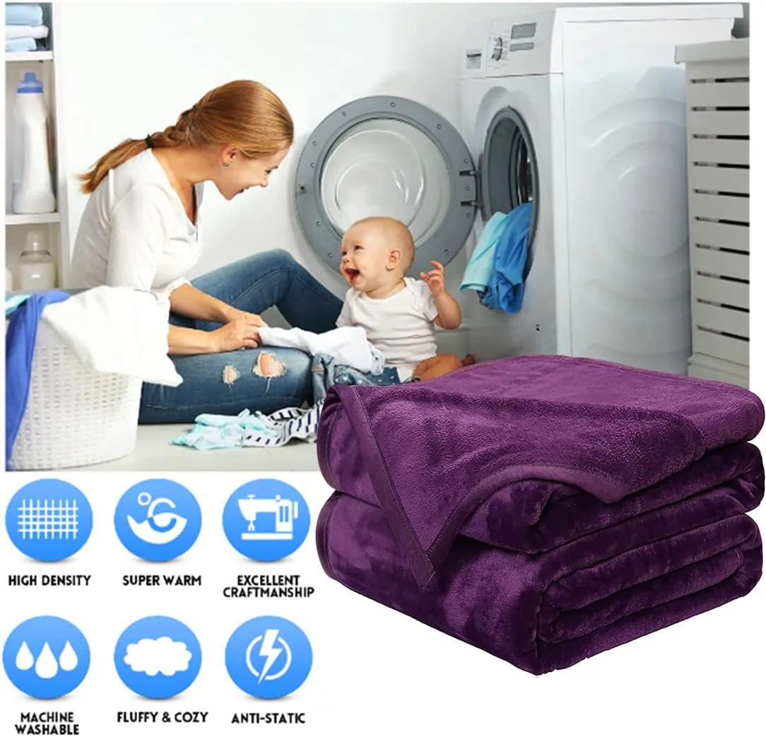 EASELAND Soft Blanket King Size Blanket Warm Microplush Lightweight Thermal Fleece Blankets for Couch Bed Sofa,90x108 inches,Purple