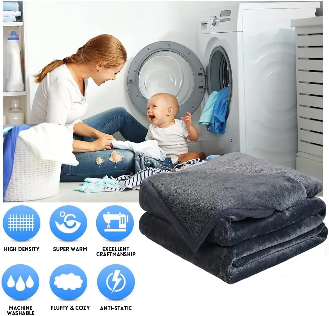 EASELAND Soft King Size Blanket Winter Warm Microplush Lightweight Thermal Fleece Blankets for Couch Bed Sofa,90x108 Inches,Dark Grey