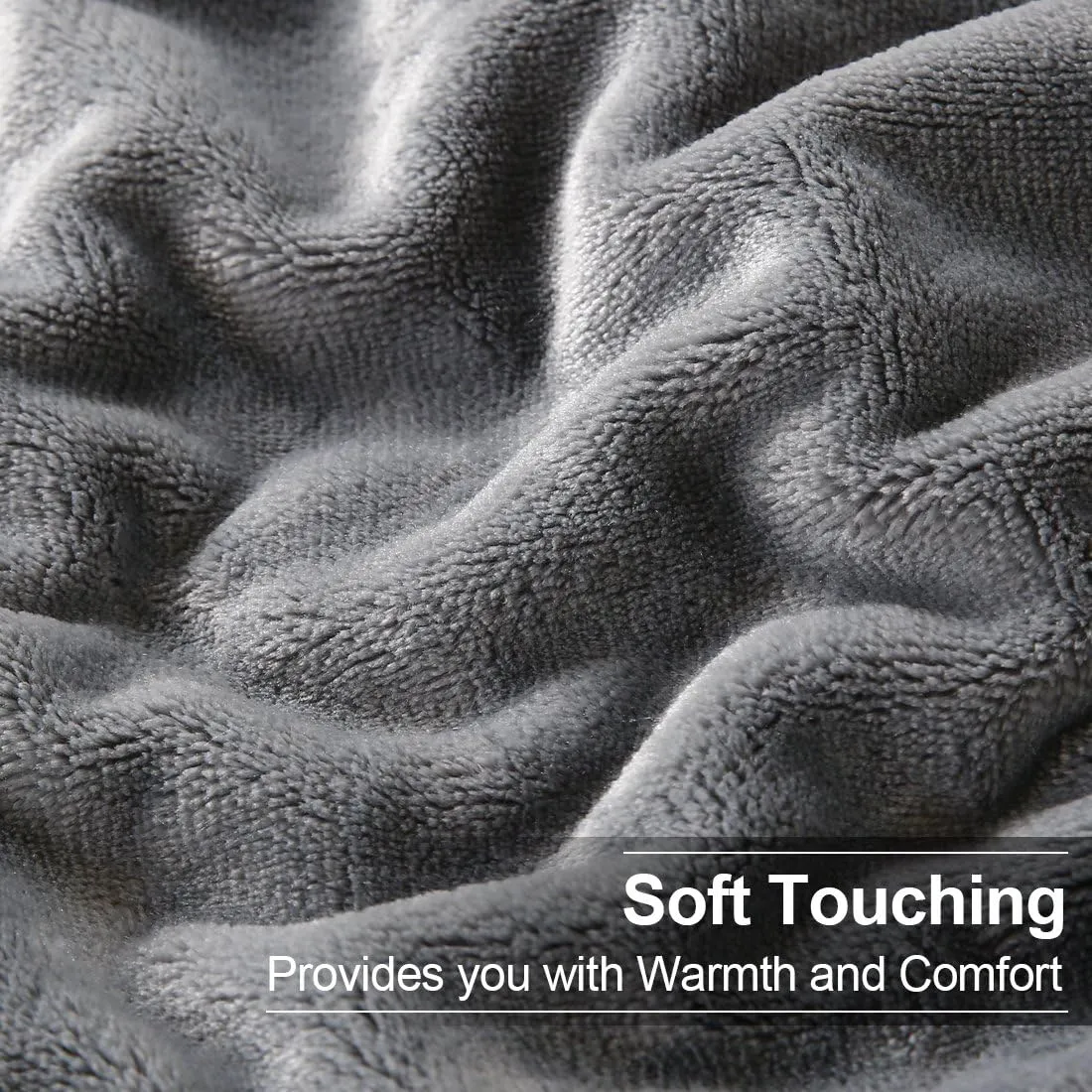 EASELAND Soft Queen Size Blanket All Season Warm Fuzzy Microplush Lightweight Thermal Fleece Blankets for Couch Bed Sofa,90x90 Inches,Gray