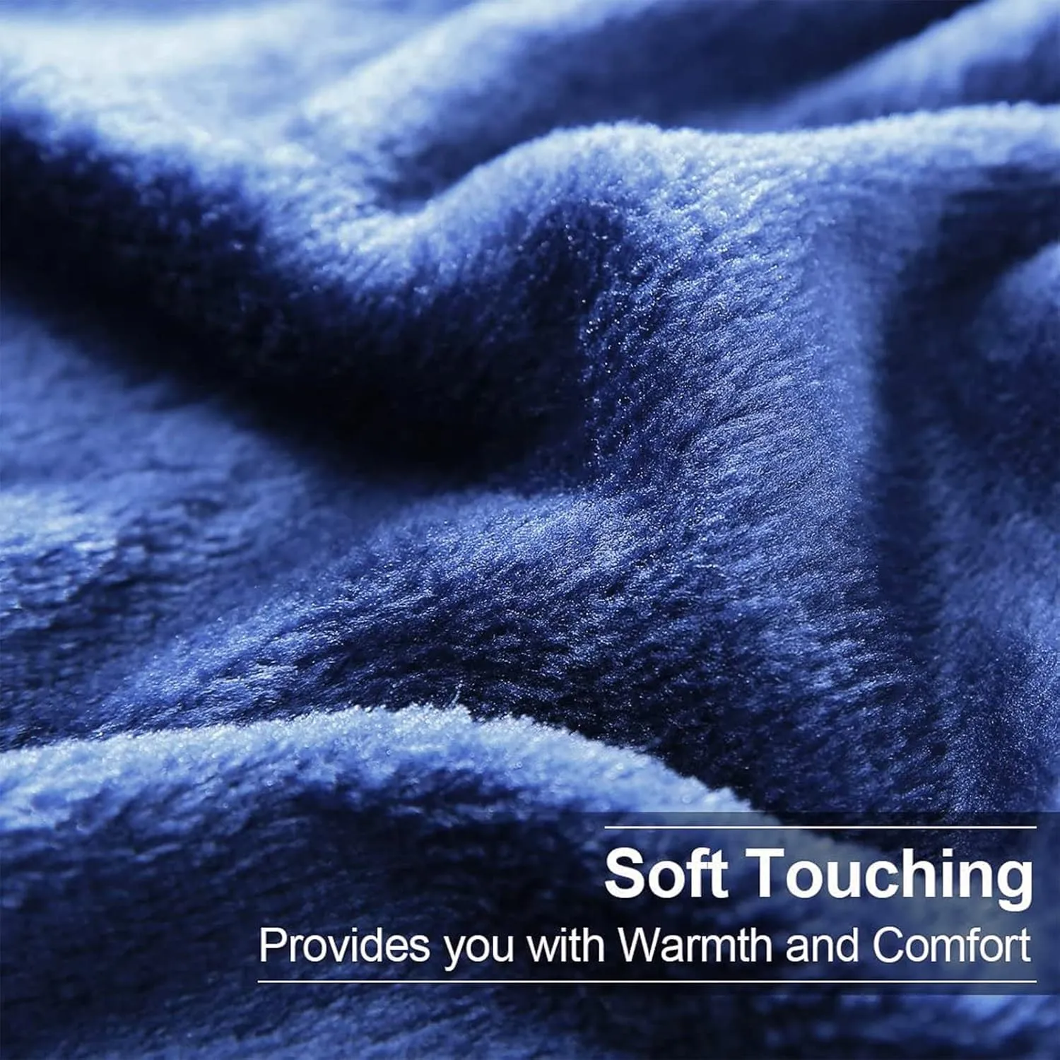 EASELAND Soft Queen Size Blanket Warm Fuzzy Microplush Lightweight Thermal Fleece Blankets for Couch Bed Sofa,90x90 Inches,Dark Blue
