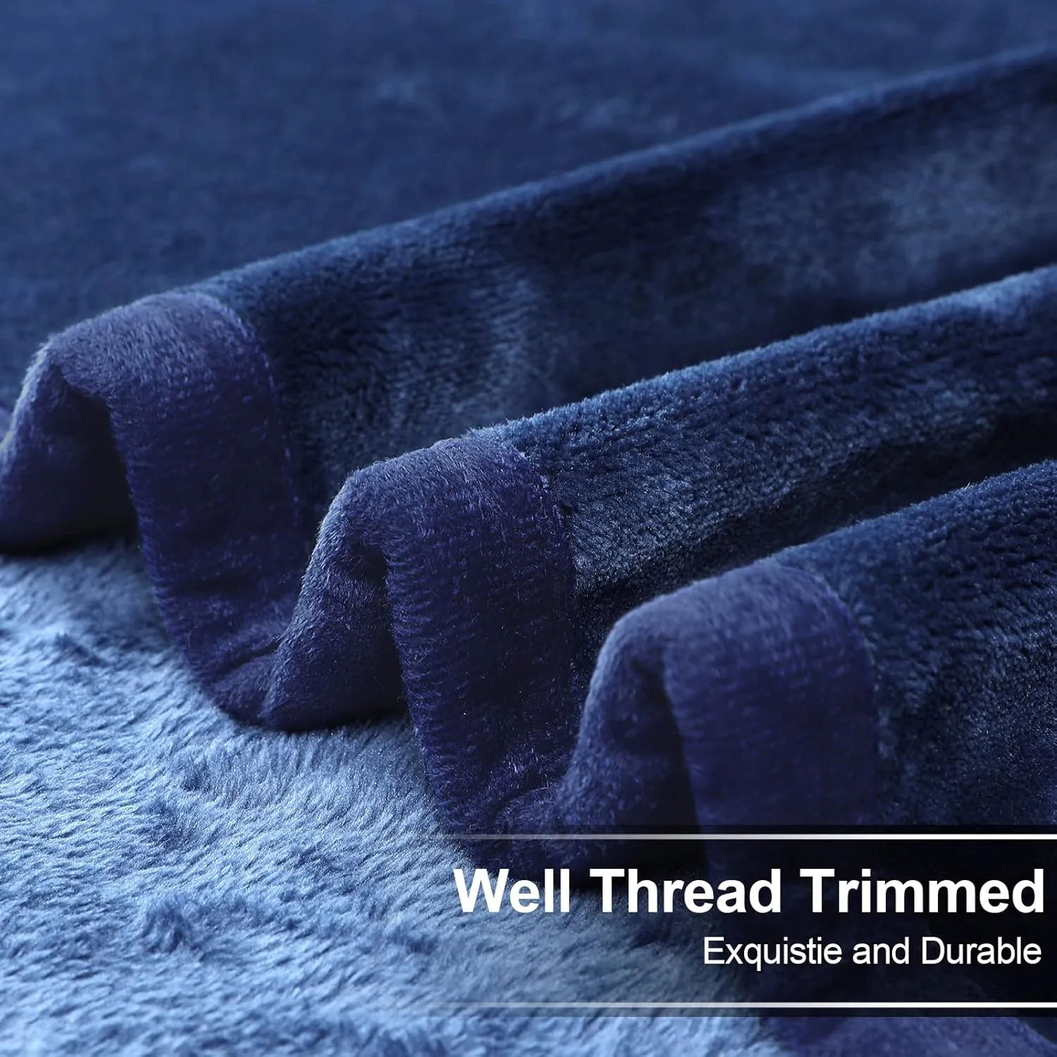 EASELAND Soft Queen Size Blanket Warm Fuzzy Microplush Lightweight Thermal Fleece Blankets for Couch Bed Sofa,90x90 Inches,Dark Blue