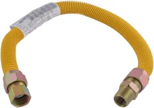 Eastman 24 Inch x 1 Inch OD Gas Line Connector with 3/4 Inch MIP x 3/4 Inch FIP Fitting Ends for Natural Gas and Liquid Propane, Stainless Steel, Yellow, 40YE545524B