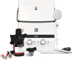 Eccotemp Luxé 1.5 GPM Portable Outdoor Tankless Water Heater w/EccoFlo Diaphragm 12V Pump and Strainer