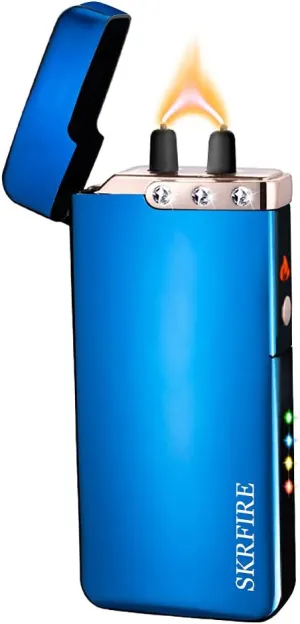 Electric Lighter,Flame Arc Lighter, Plasma lighters Rechargeable Waterproof with 3 Rhinestones,Rechargeable USB Lighter for Smoking (ICY Blue)