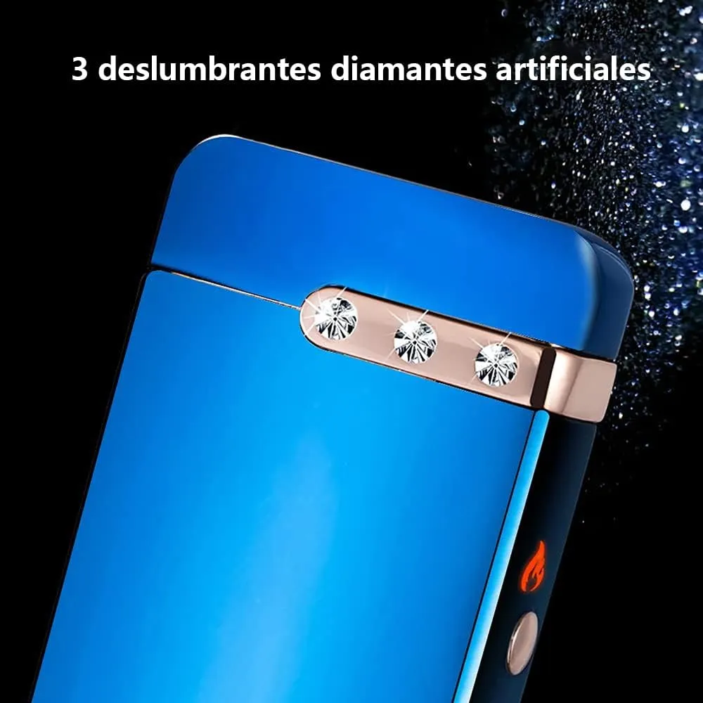 Electric Lighter,Flame Arc Lighter, Plasma lighters Rechargeable Waterproof with 3 Rhinestones,Rechargeable USB Lighter for Smoking (ICY Blue)