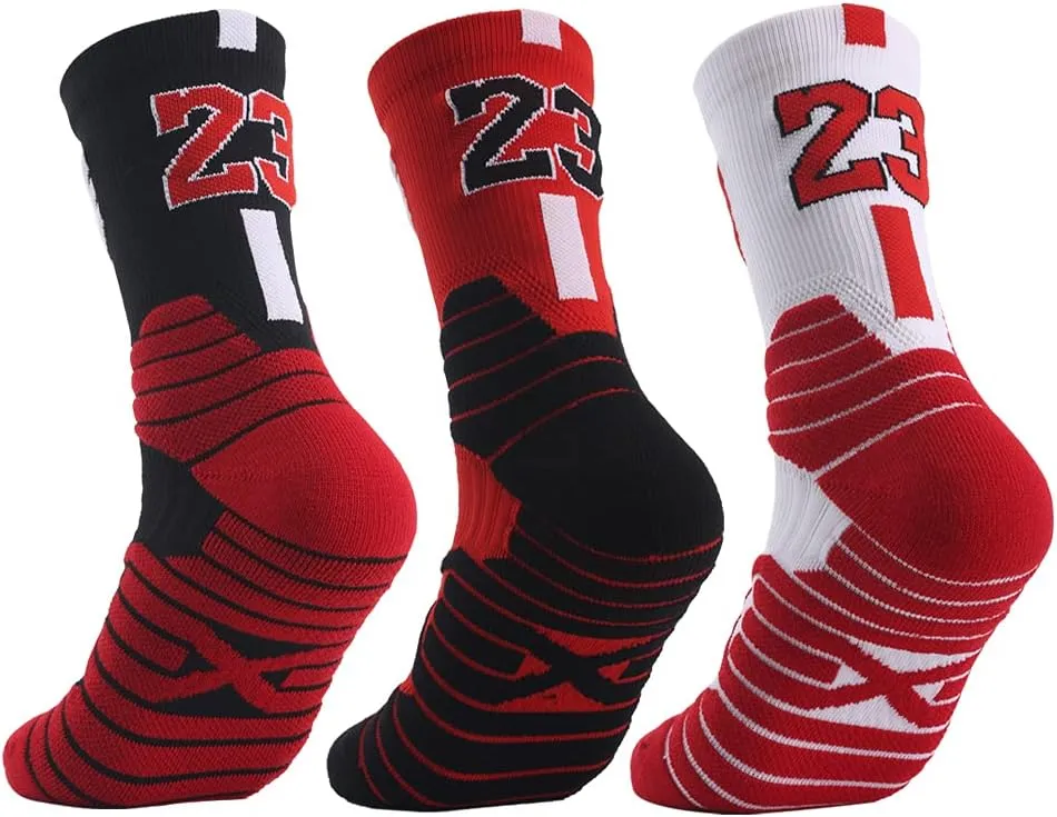 Elite Basketball Socks with Compression & Cushion for Men and Women - Running Athletic Crew Socks