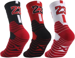 Elite Basketball Socks with Compression & Cushion for Men and Women - Running Athletic Crew Socks