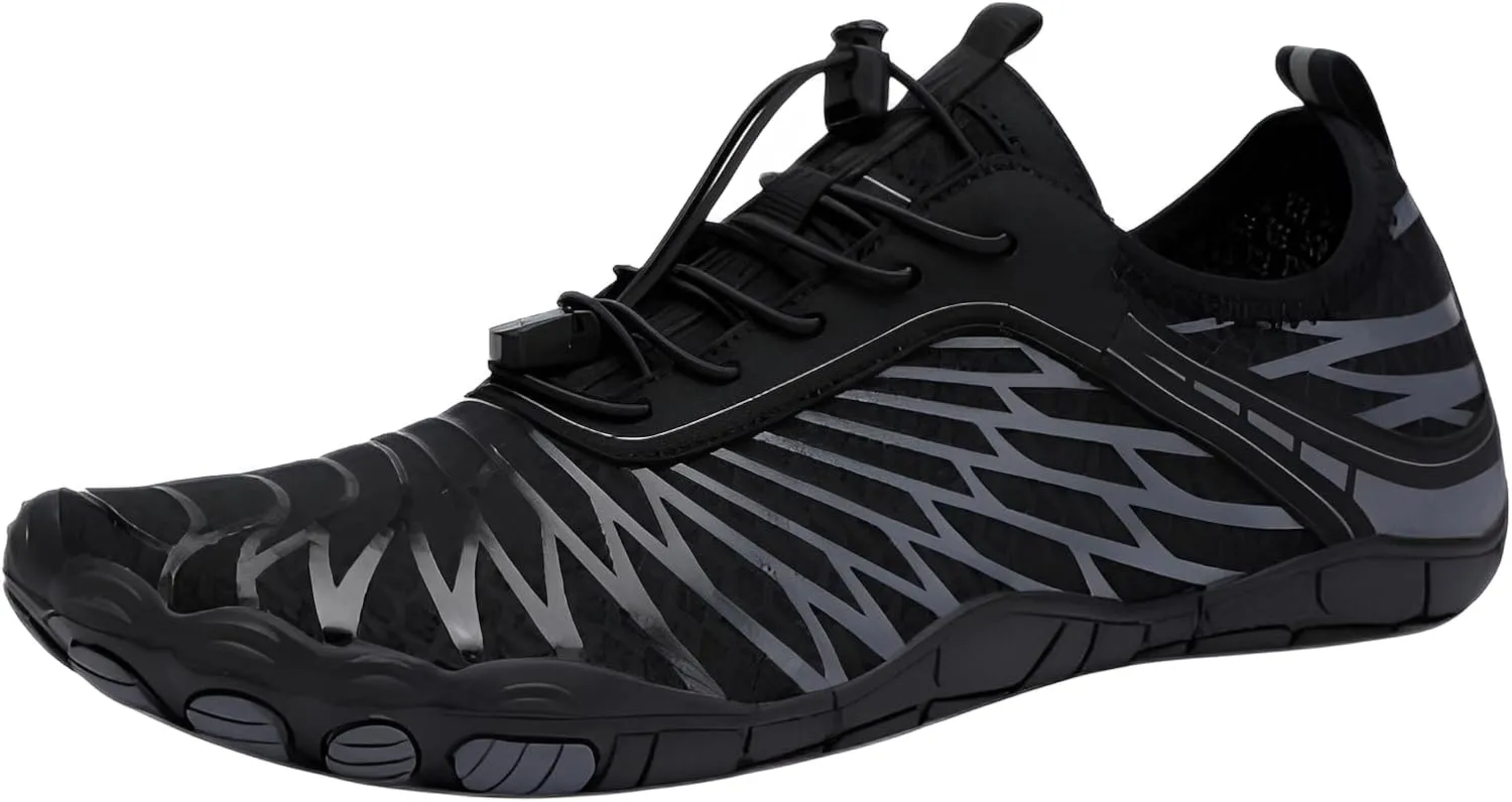 Ellniges]【Water Shoes for Hiking Non-Slip Drainage with Pain Relief Design | Unisex Quick-Dry Outdoor for Swimming, River Trekking & Beach | Lightweight for Couples & Family (36-47) Black