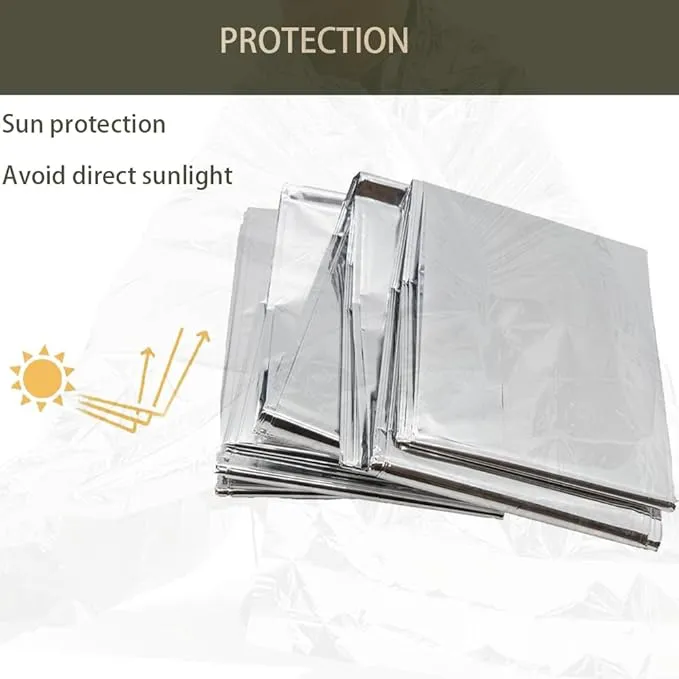Emergency Blanket ，Portable Emergency Blanket Survival Gear Emergency Bivvy Thermal Sleeping Bag Camping ，Be Suitable for Outdoors, Hiking, Survival (Silver, 4 Pack)