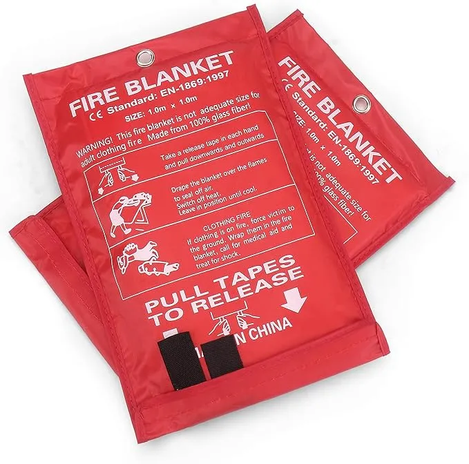 Emergency Fire Blanket, 40"x40" Flame Suppression Fiberglass Fire Blankets for Home Kitchen Camping Car Office Warehouse (1)