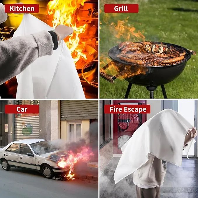 Emergency Fire Blanket, 40"x40" Flame Suppression Fiberglass Fire Blankets for Home Kitchen Camping Car Office Warehouse (1)