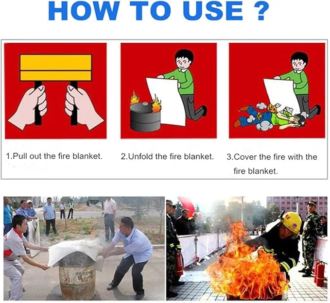 Emergency Fire Blanket, 40"x40" Flame Suppression Fiberglass Fire Blankets for Home Kitchen Camping Car Office Warehouse (1)