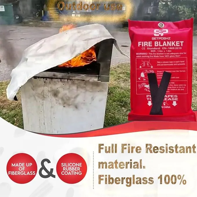 Emergency Fire Blanket Extinguisher Fire Blankets for Home 40" x 40" Fire Blanket to Smother a Kitchen. Fire Blankets are Simple to use by Pulling Down (Pack 1)