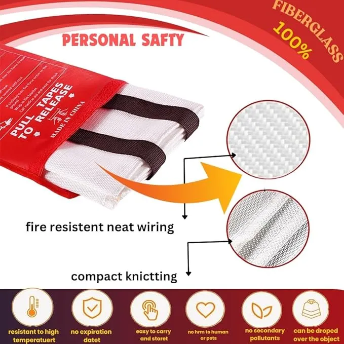 Emergency Fire Blanket Extinguisher Fire Blankets for Home 40" x 40" Fire Blanket to Smother a Kitchen. Fire Blankets are Simple to use by Pulling Down (Pack 1)