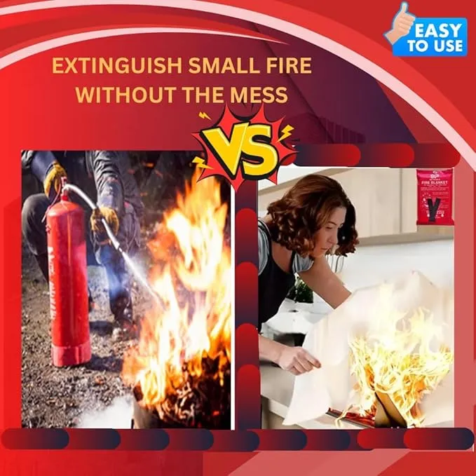 Emergency Fire Blanket Extinguisher Fire Blankets for Home 40" x 40" Fire Blanket to Smother a Kitchen. Fire Blankets are Simple to use by Pulling Down (Pack 1)