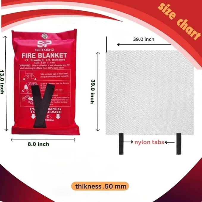 Emergency Fire Blanket Extinguisher Fire Blankets for Home 40" x 40" Fire Blanket to Smother a Kitchen. Fire Blankets are Simple to use by Pulling Down (Pack 1)
