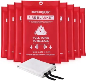 Emergency Fire Blanket for Camping Grill - Mondoshop Fire Retardant Blanket for Home Kitchen - Fireproof Blanket for Picnic, Grill, Car, Office, Warehouse, School, Fireplace