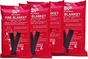 Emergency Fire Blanket for Home & Kitchen - 40"x40" Fiberglass Fire Retardant Blanket for Safety & Survival - Easy to Use Fire Suppression Blanket for House, Camping, Car, Office Pack 4.