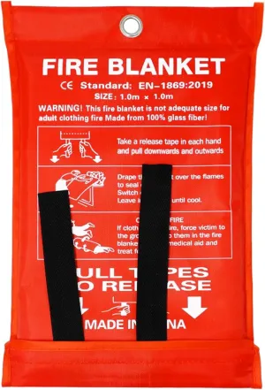 Emergency Fire Blanket for Home and Kitchen - 1 Pack Fire Fiberglass Suppression Blankets, Fire Extinguishing Blanket, Flame Retardant Protection for Home, Kitchen, Office, School, Grill, Car, Camping