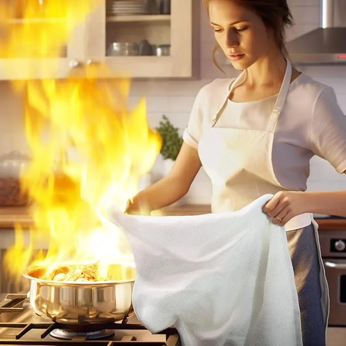 Emergency Fire Blanket for Home and Kitchen - 1 Pack Fire Fiberglass Suppression Blankets, Fire Extinguishing Blanket, Flame Retardant Protection for Home, Kitchen, Office, School, Grill, Car, Camping