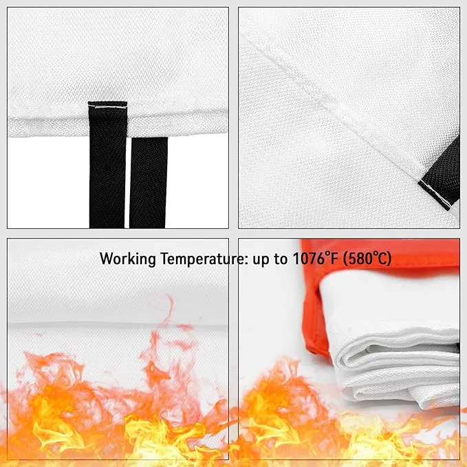 Emergency Fire Blanket for Home and Kitchen - 1 Pack Fire Fiberglass Suppression Blankets, Fire Extinguishing Blanket, Flame Retardant Protection for Home, Kitchen, Office, School, Grill, Car, Camping