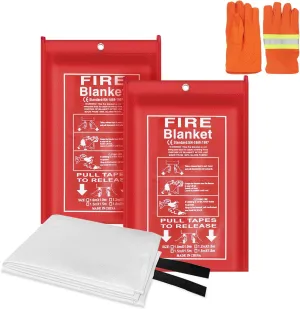 Emergency Fire Blanket for Home and Kitchen-2 Pack 40 * 40"" Flame Suppression Fiberglass Fire Blankets,Emergency Fire Retardant Blankets for Camping,Warehouse,School,Fireplace, White