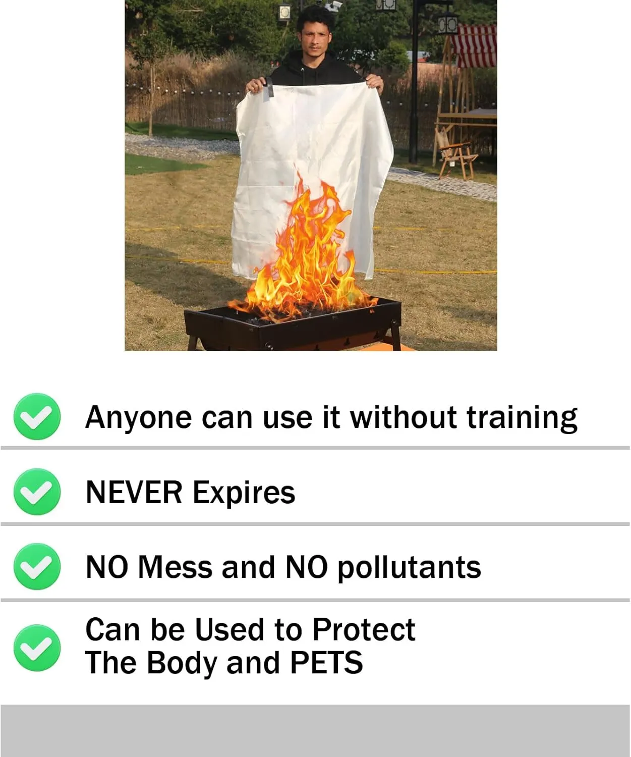 Emergency Fire Blanket for Home and Kitchen- White-A 2Pack39.3 x39.3 Fiberglass Fire Blankets Emergency for House Fireplace, Grill, BBQ,Camping Car,Ship,Warehouse Emergency Survival Safety