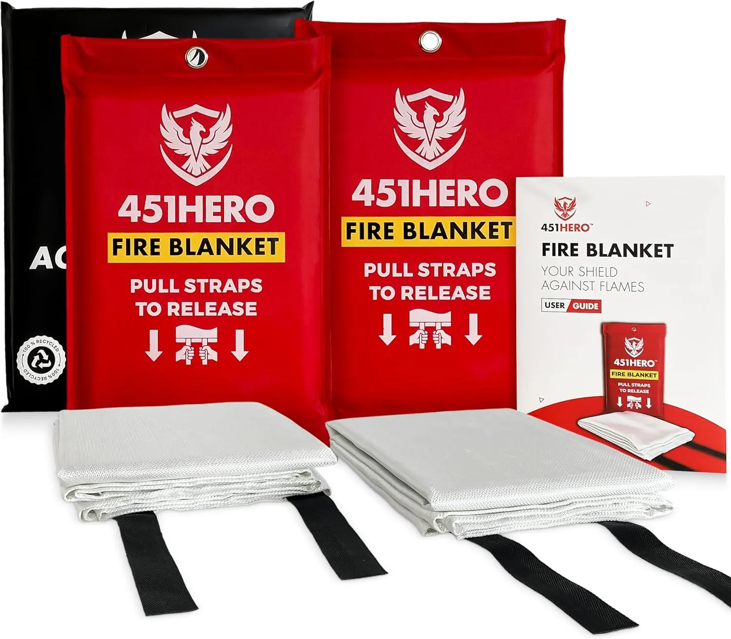 Emergency Fire Blanket for Home, Kitchen, and Camping Essentials - 2 Pack - Certified Flame Retardant Fire Blankets, Fast Deployment Fire Shield, Skin-Safe, Non-Toxic Comfort Weave Material