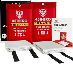 Emergency Fire Blanket for Home, Kitchen, and Camping Essentials - 2 Pack - Certified Flame Retardant Fire Blankets, Fast Deployment Fire Shield, Skin-Safe, Non-Toxic Comfort Weave Material