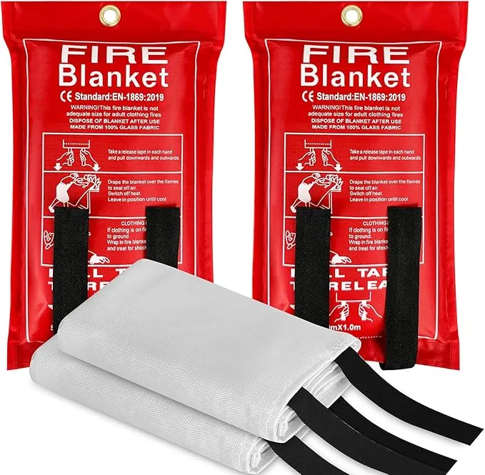 Emergency Fire Blanket for Kitchen Home - 2 Pack Fiberglass Fire Suppression Blanket Fireproof Blanket for House, Camping, Car, Fireplace, Grill, BBQ 40x40 inch