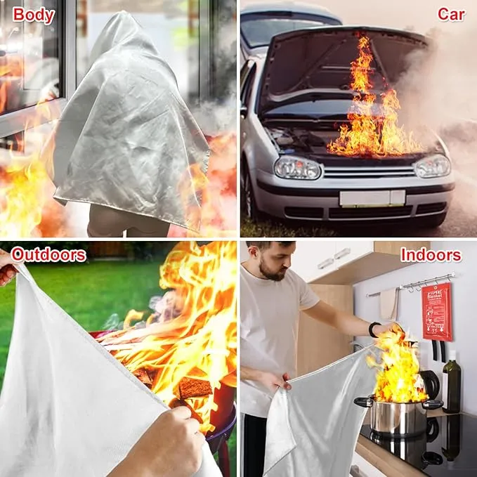 Emergency Fire Blanket for Kitchen Home - 2 Pack Fiberglass Fire Suppression Blanket Fireproof Blanket for House, Camping, Car, Fireplace, Grill, BBQ 40x40 inch