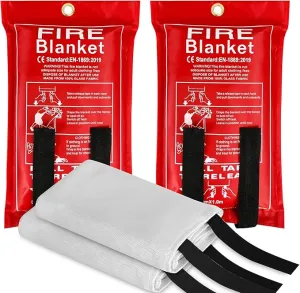 Emergency Fire Blanket for Kitchen Home - 2 Pack Fiberglass Fire Suppression Blanket Fireproof Blanket for House, Camping, Car, Fireplace, Grill, BBQ 40x40 inch