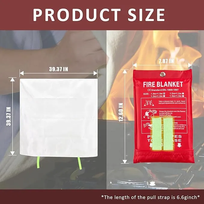 Emergency Fire Blankets, Fire Extinguisher Blanket Glow at Night, Flame Retardant Blanket Fire Safety Blanket for Home and Kitchen, Camping, Grill, Car, Office (2 Pack)