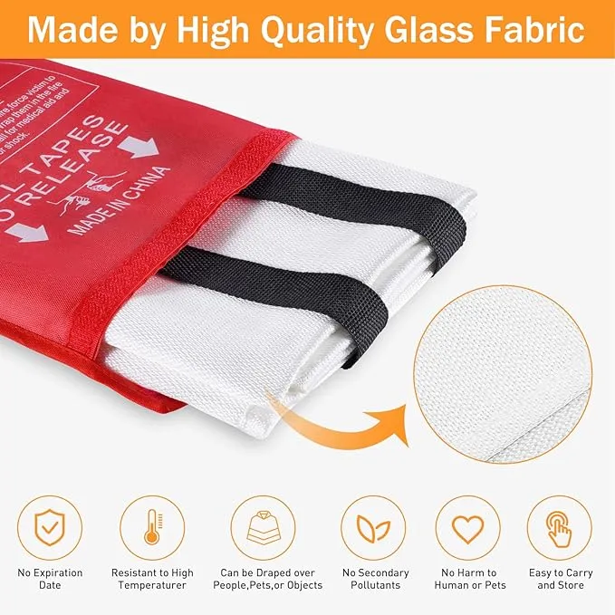 Emergency Fire Blankets for Camping Grill Emergency Fire Retardant Blanket for Home Fireproof Blanket for Home, Kitchen, Car, Picnic, Office, Warehouse, School