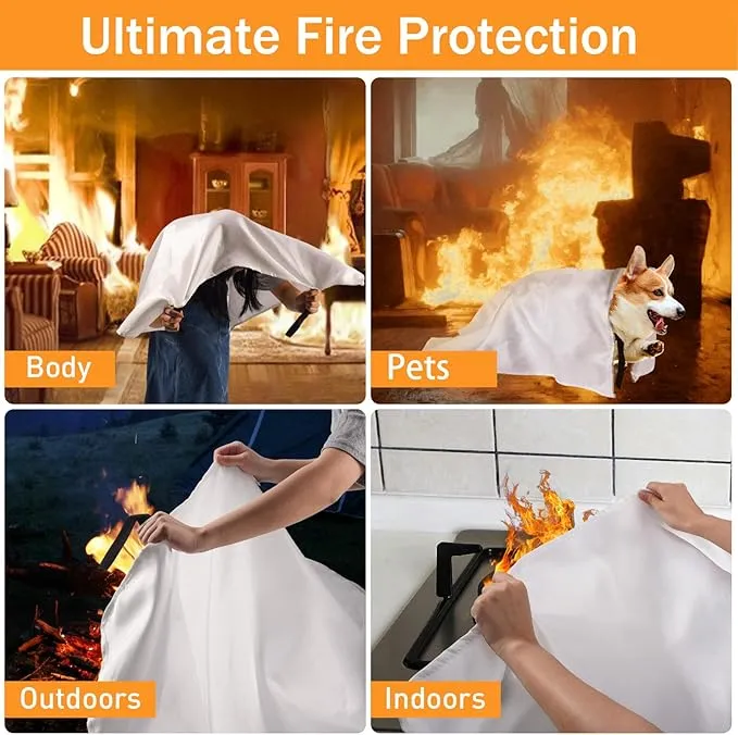 Emergency Fire Blankets for Camping Grill Emergency Fire Retardant Blanket for Home Fireproof Blanket for Home, Kitchen, Car, Picnic, Office, Warehouse, School